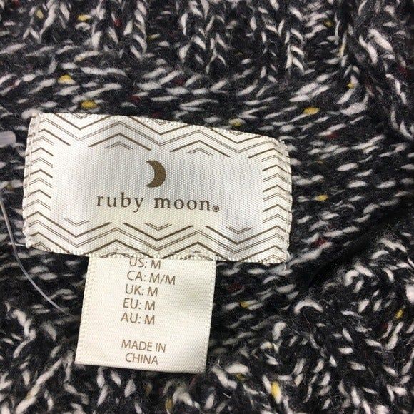 New Gray Wool Blend Nordic Snowflake Bell Sleeve Cropped Sweater womens M NWT - Picture 4 of 8